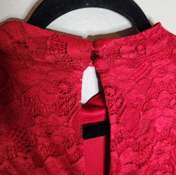 Torrid Mini Lace High Neck Red Skater Dress Size 1X Stretch Holiday Party Event - Picture 7 of 16